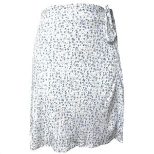 Brandy Melville Genevieve Blue White Floral Wrap Mini Skirt Size Small Medium